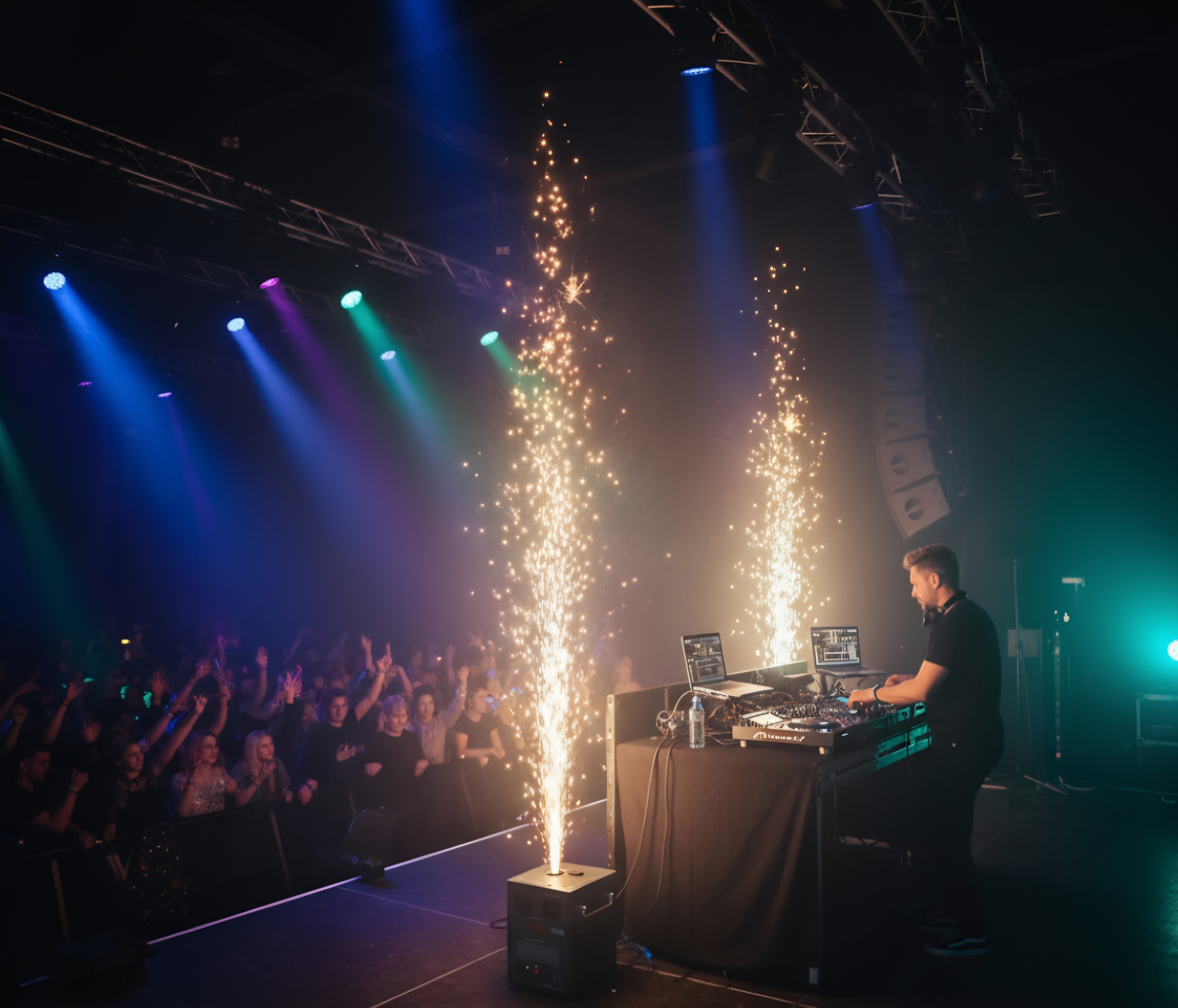 Sparkular koudvuurmachine met gouden vonken (2)